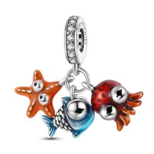 sterling silver ocean sea life dangle charm – nautical design | pandora style compatible