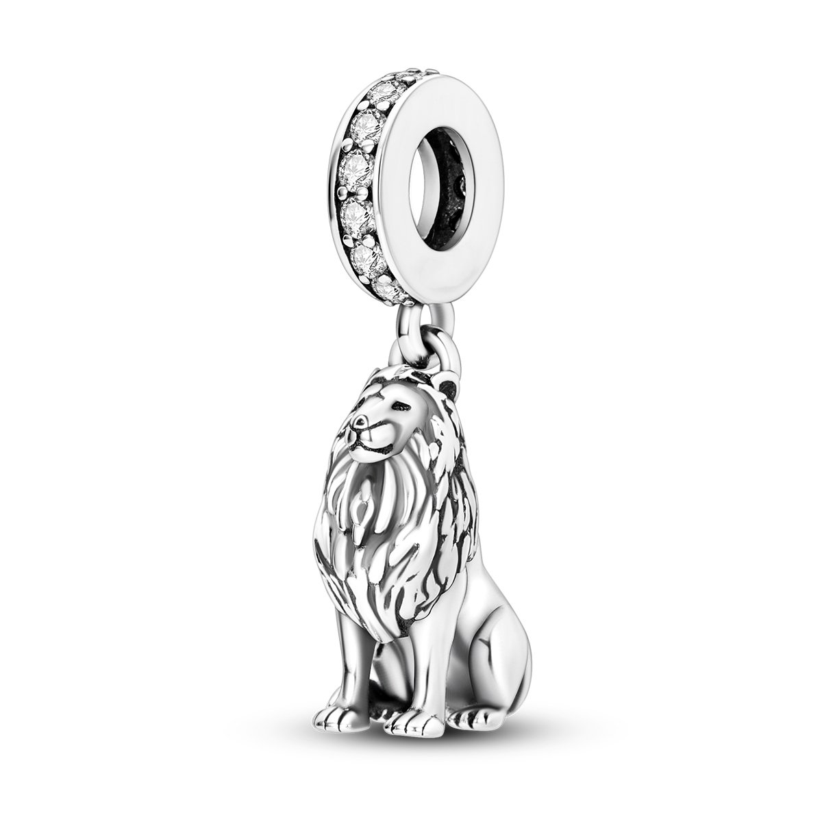 majestic lion dangle charm – s925 sterling silver | pandora style compatible for european bracelets