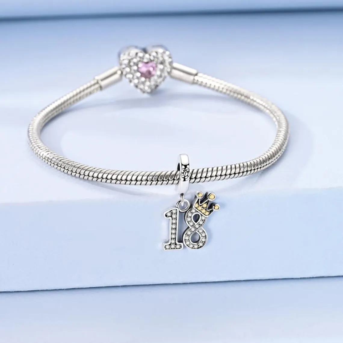 Number 18 Crown Pendant Charm | S925 Sterling Silver | Pandora Charm - Image 2