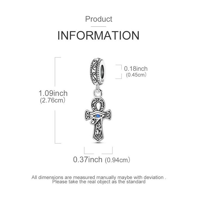 Eye Cross Horus Eye Charm | S925 Sterling Silver | Pandora Charm Design - Image 2
