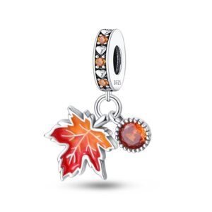Autumn maple leaf sterling silver charm set