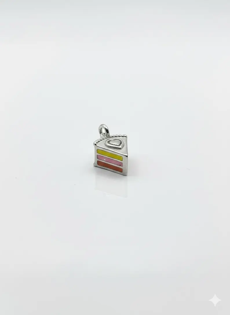 Birthday Cake Slice Charm fun Celebration for European Bracelet & Necklace