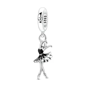 Black Swan ballet dancer sterling silver charm