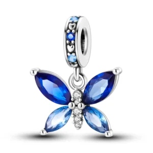 Blue butterfly charm S925 sterling silver for European bracelets