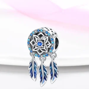 Blue dreamcatcher silver dangle charm