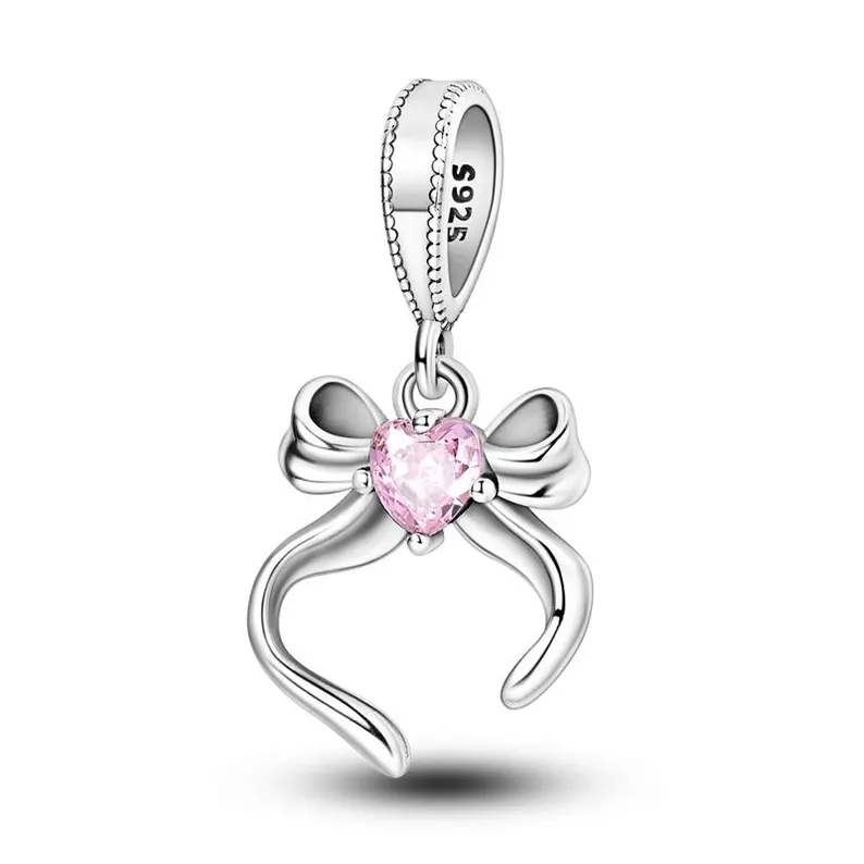 Butterfly bow girl heart silver charm