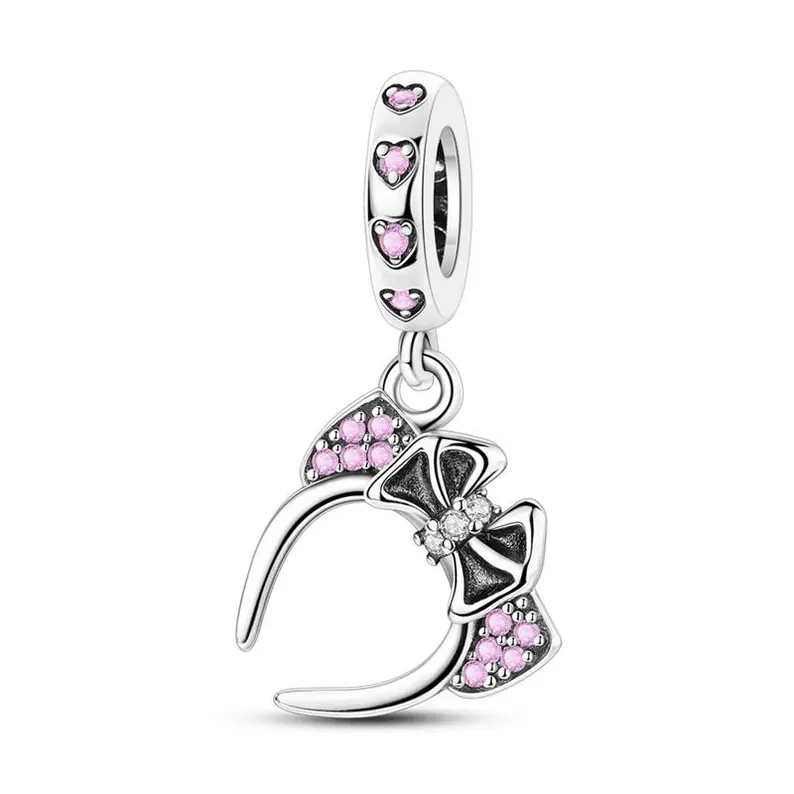Cat ear bow sterling silver charm