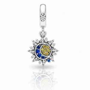 Celestial sun moon silver charm