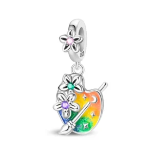 Colorful palette pendant S925 silver charm