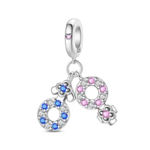 Couple symbol charm S925 silver bead
