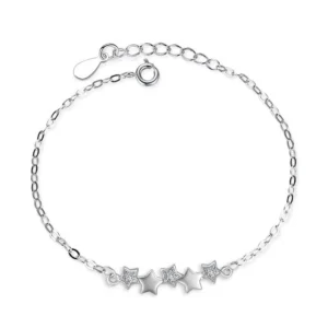 Crystal star silver charm bracelet