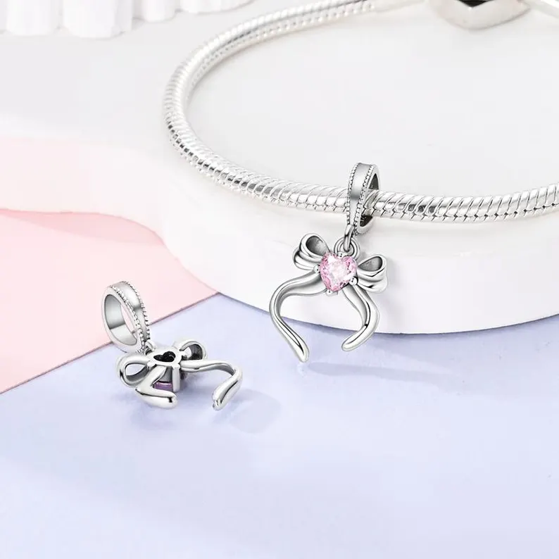 Butterfly Bow Girl Heart Charm | S925 Sterling Silver | Pandora Charm Design - Image 2