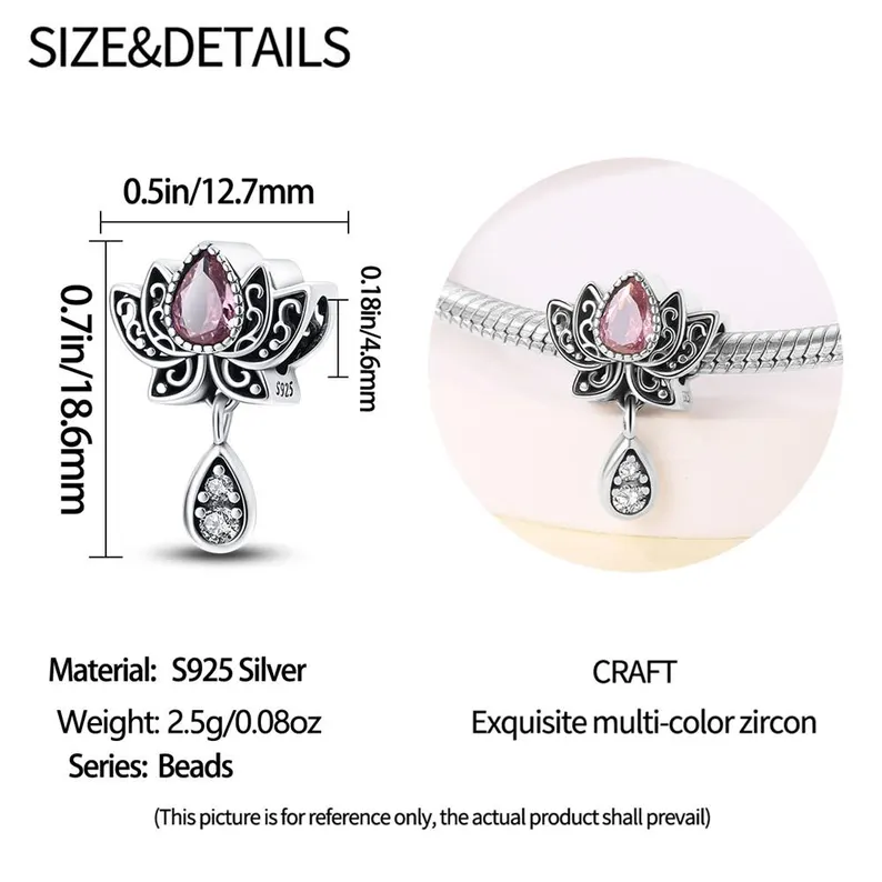 Lotus Bead Charm | S925 Sterling Silver | Pandora Charm Design - Image 2