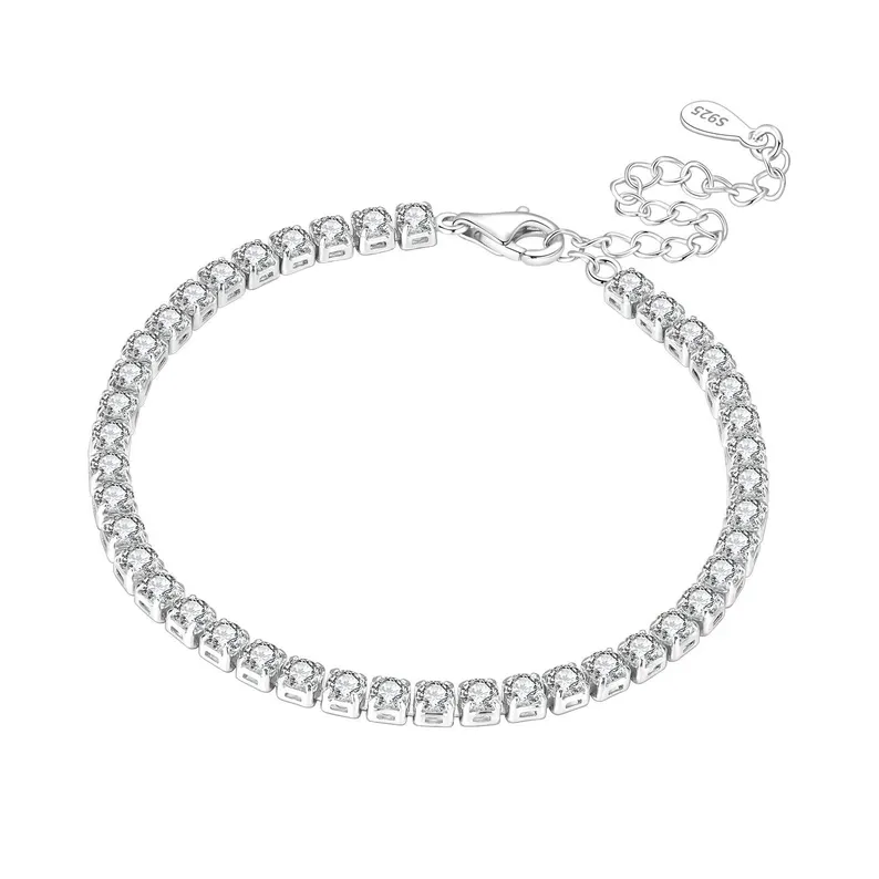 Elegant tennis chain silver bracelet
