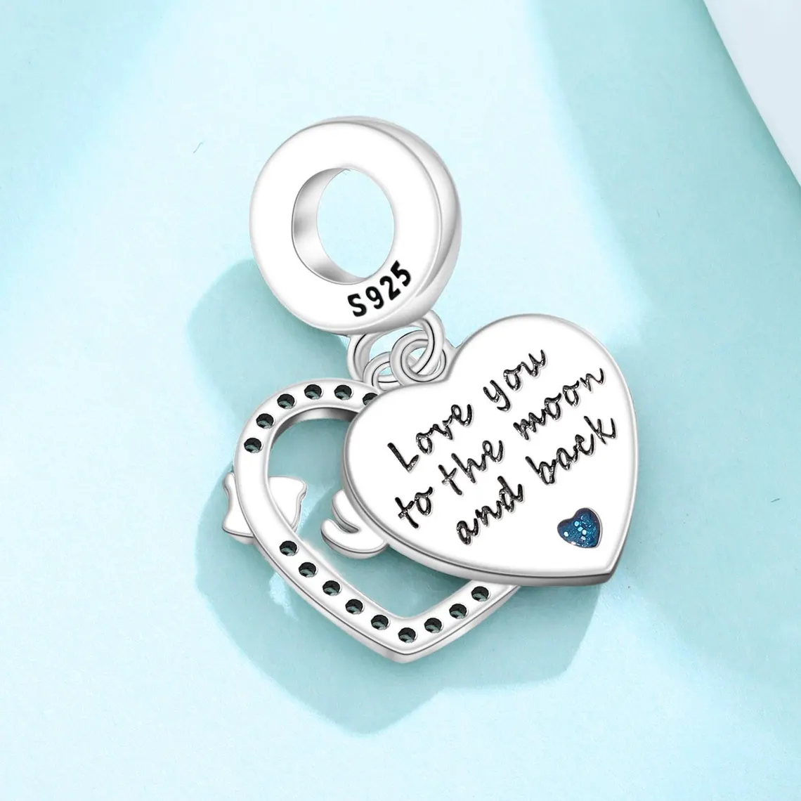 I Love You Heart Shaped Pendant Charm | S925 Sterling Silver | Pandora Charm - Image 2