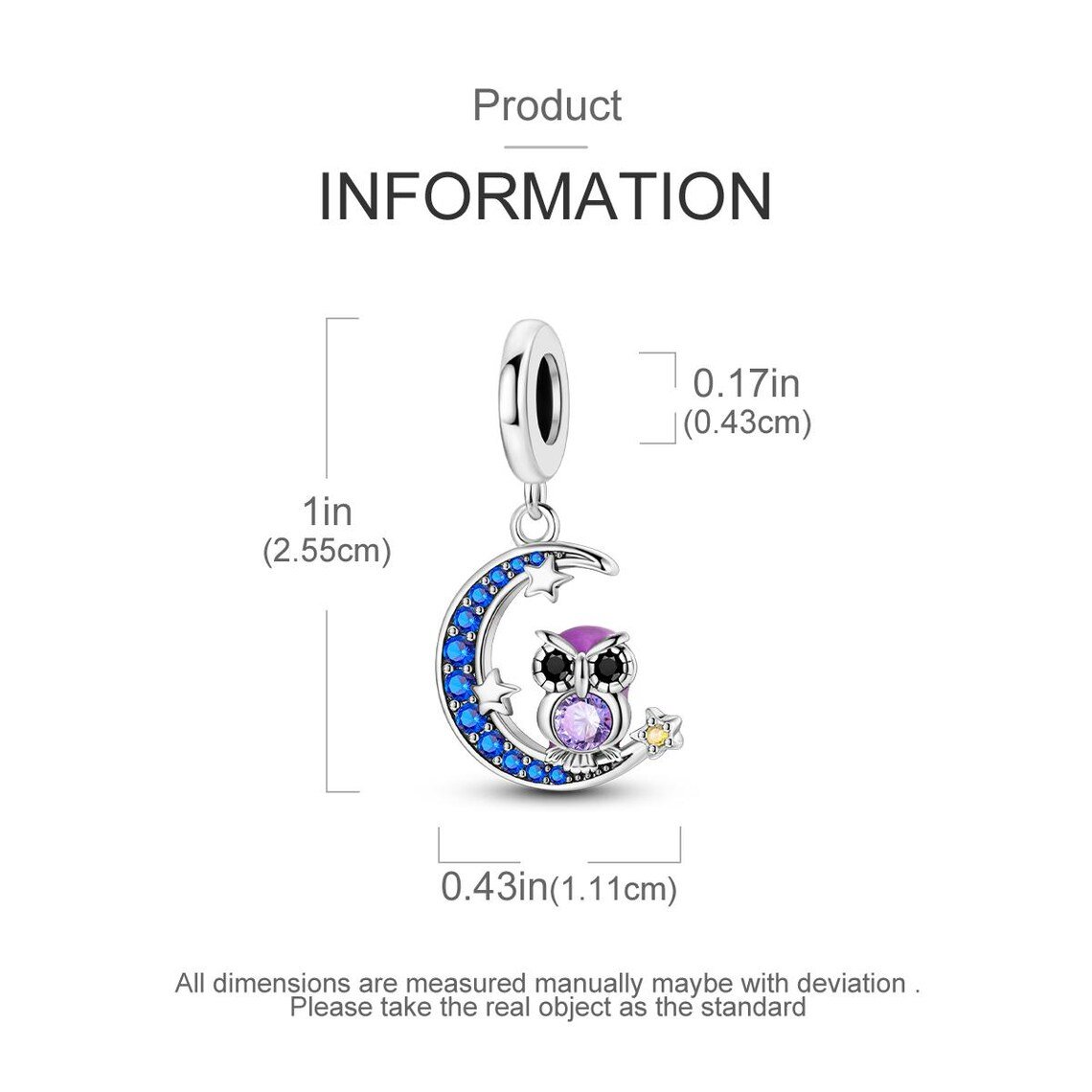 Owl Moon Charm | S925 Sterling Silver | Pandora Charm Design - Image 2