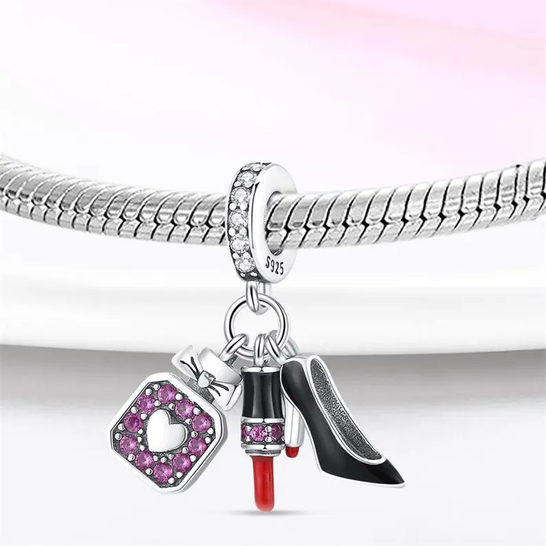Perfume Lipstick Shoe Charm | S925 Sterling Silver | Pandora Charm Design - Image 2