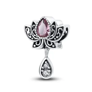 Guardian lotus sterling silver bead charm