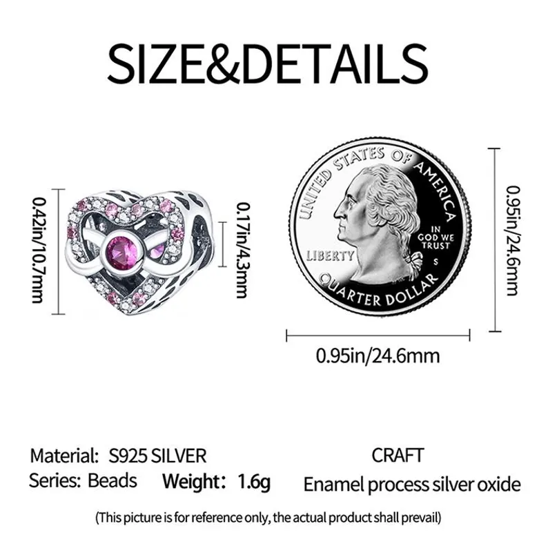 Heart Infinity Charm | S925 Sterling Silver | Pandora Charm Design - Image 3