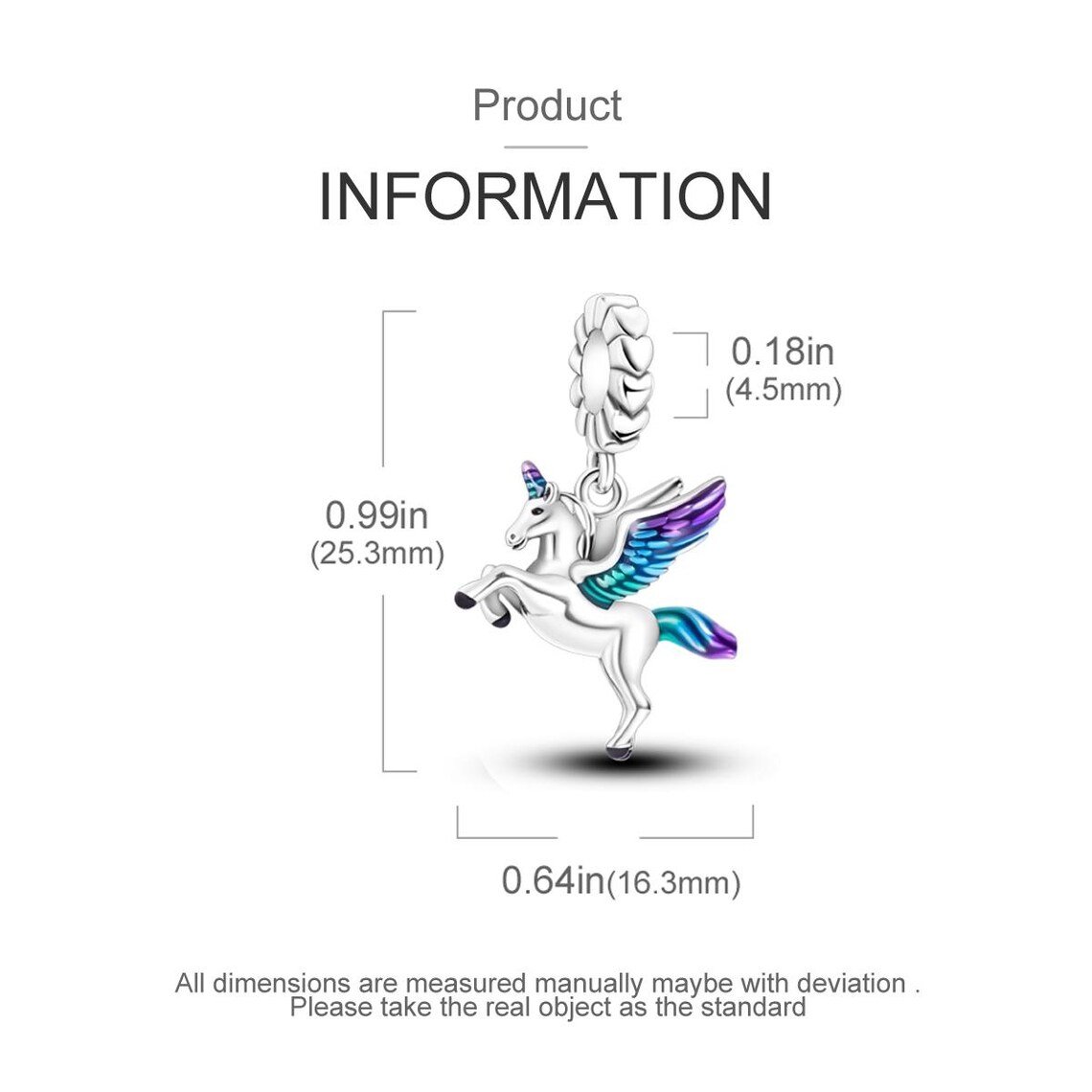 Silver Unicorn Charm | S925 Sterling Silver | Pandora Charm - Image 3