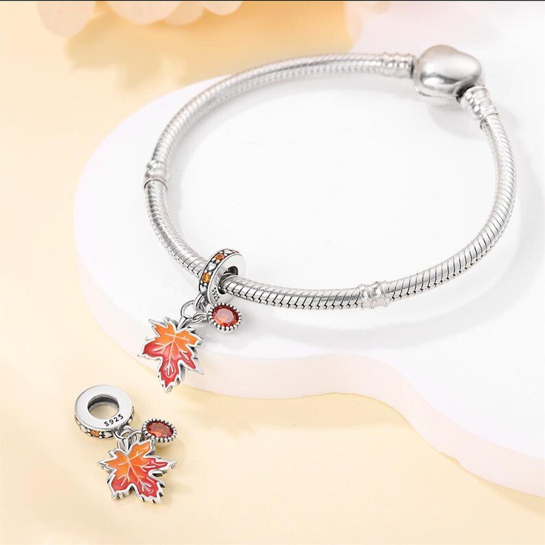 Autumn Maple Leaf Charm | S925 Sterling Silver | Pandora Charm Design - Image 3