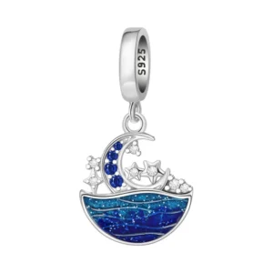 Moonlit sea sterling charm