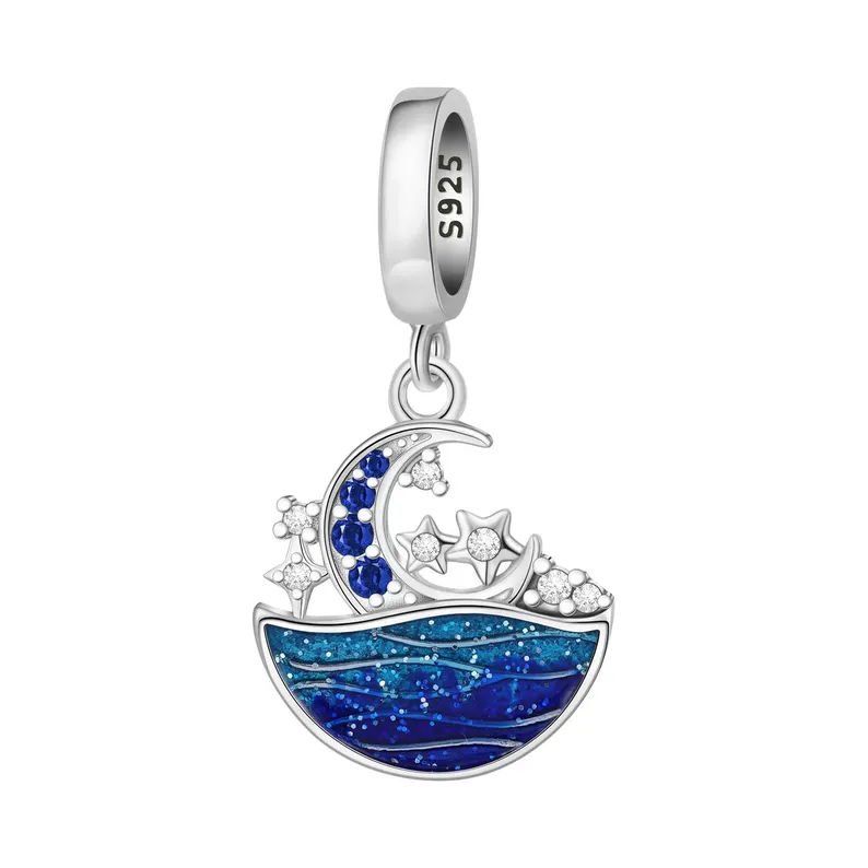 Moonlit sea sterling charm