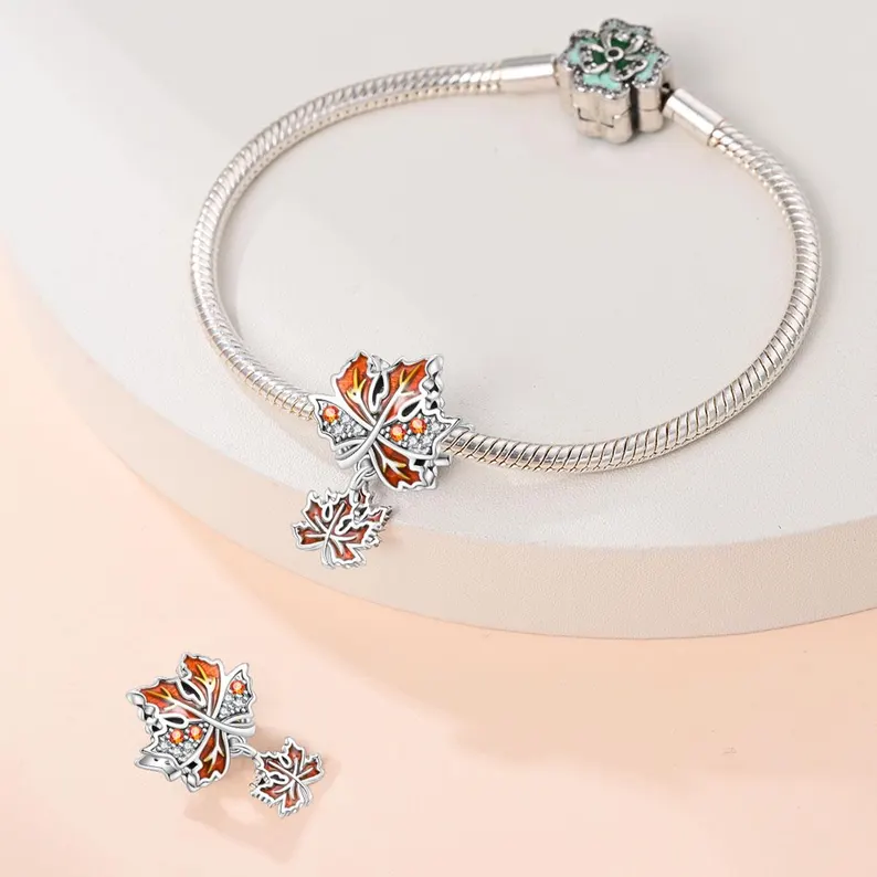 Maple Leaf Bead Charm | S925 Sterling Silver | Pandora Charm Design - Image 3