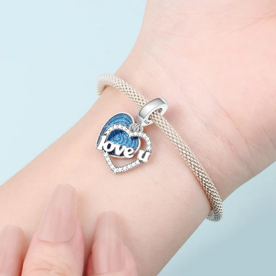I Love You Heart Shaped Pendant Charm | S925 Sterling Silver | Pandora Charm - Image 3