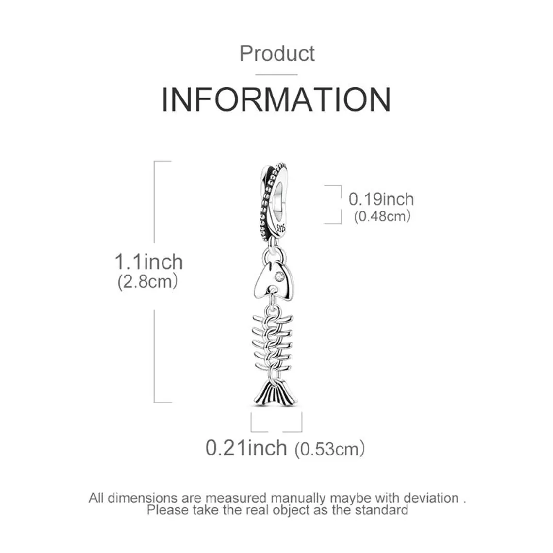Fishbone Decoration Charm | S925 Sterling Silver | Pandora Charm Design - Image 3