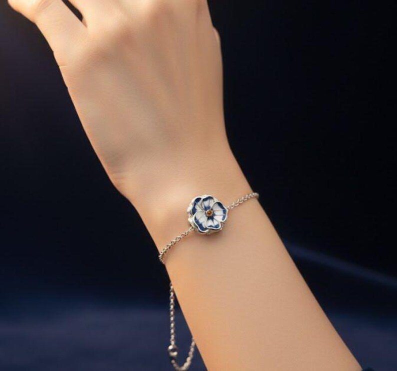 Blue Pansy Flower Dangle Charm | S925 Sterling Silver | Pandora Charm Design - Image 3