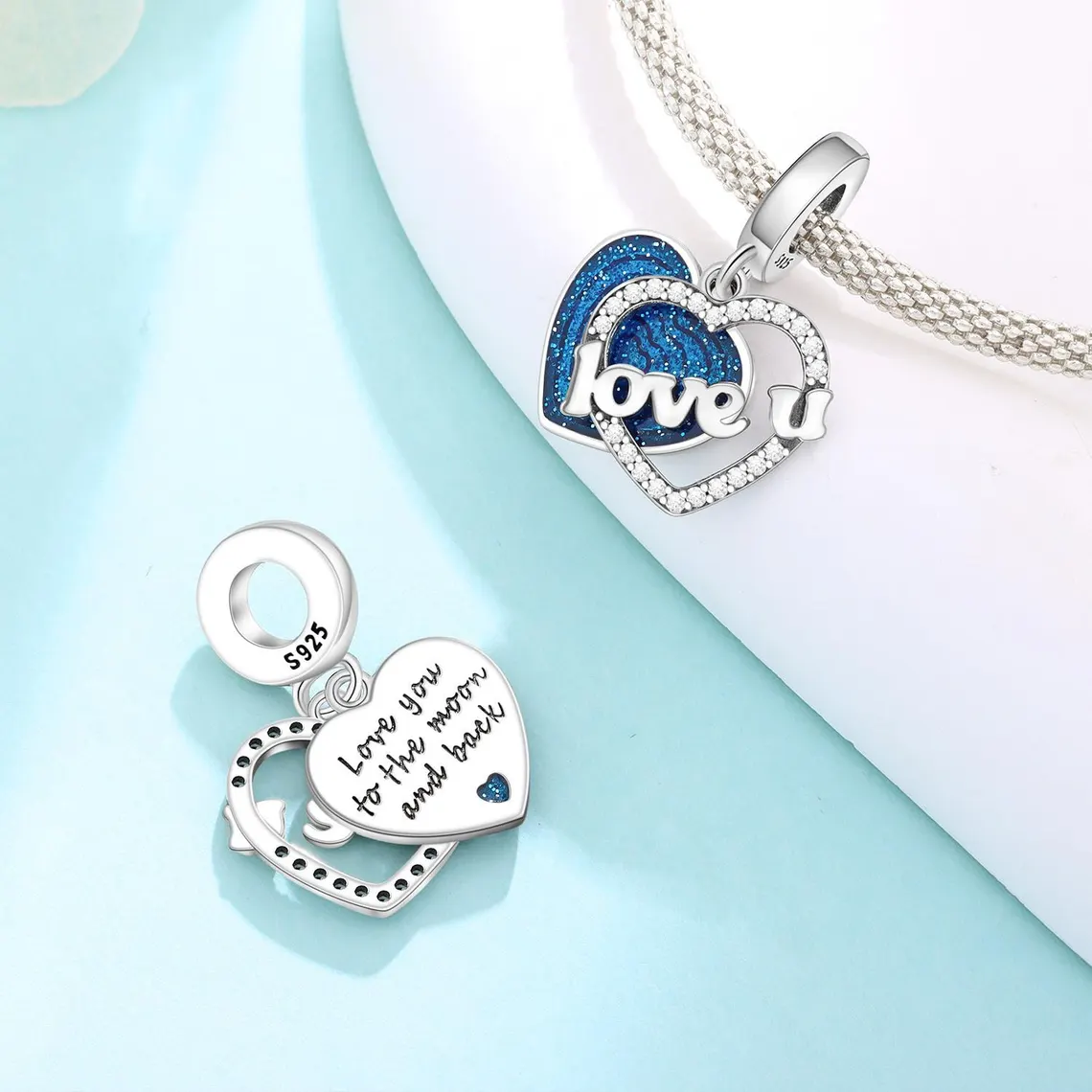 I Love You Heart Shaped Pendant Charm | S925 Sterling Silver | Pandora Charm - Image 5