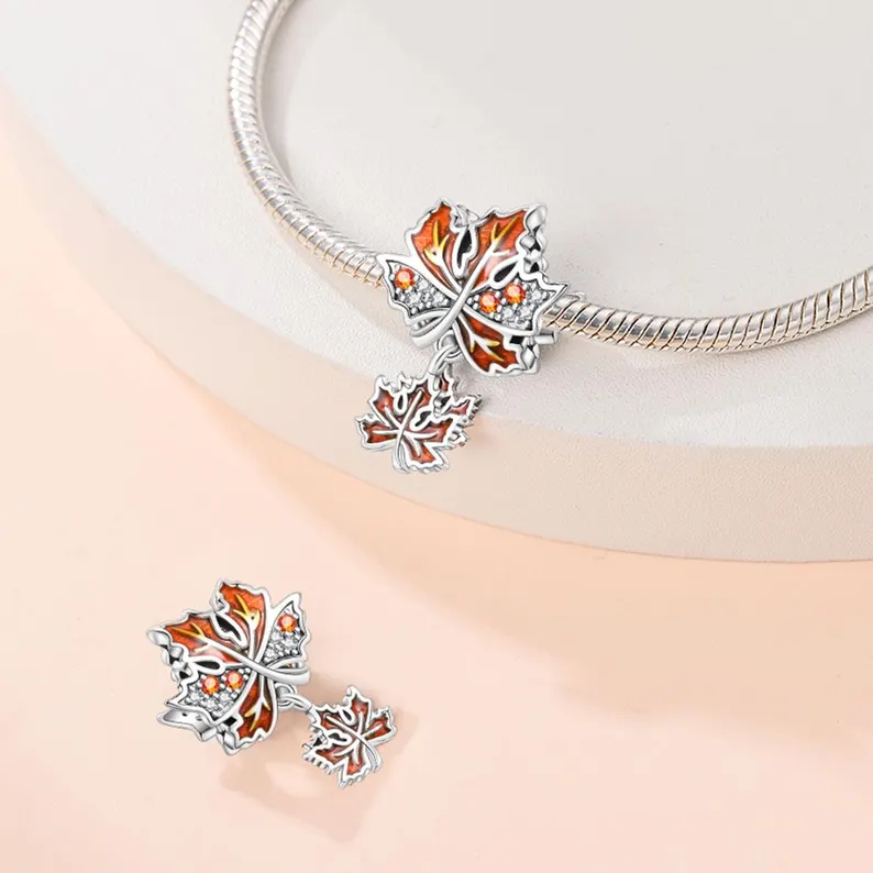 Maple Leaf Bead Charm | S925 Sterling Silver | Pandora Charm Design - Image 4