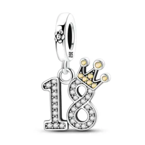 S925 sterling silver 18 crown charm