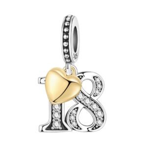 S925 sterling silver 18th birthday heart charm