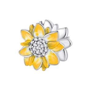 S925 sterling silver sunflower charm