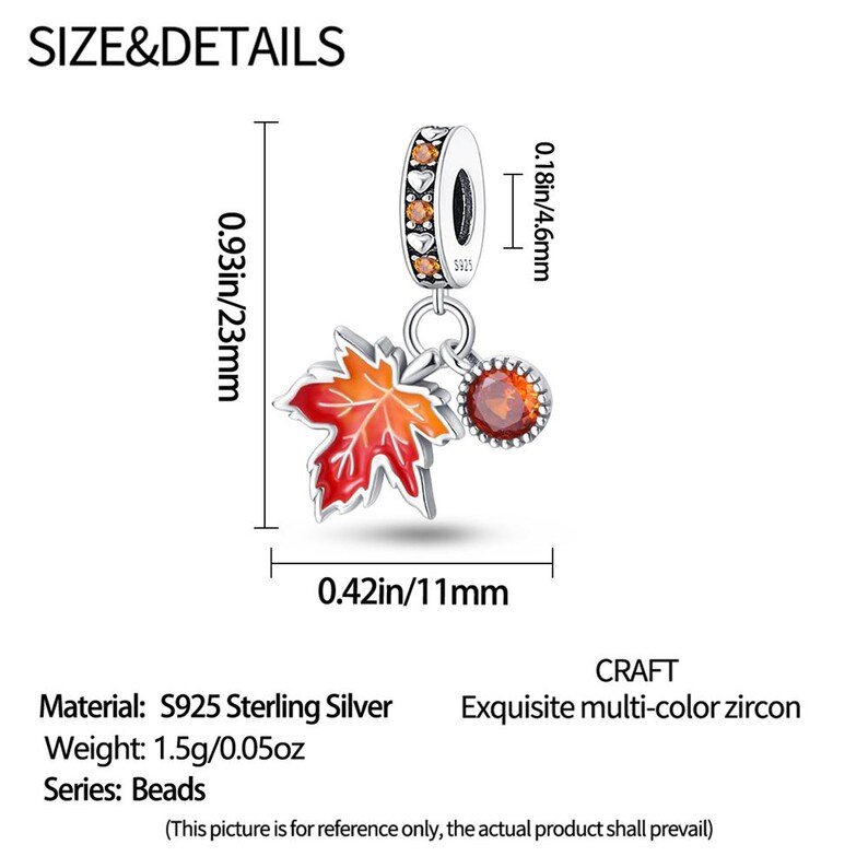 Autumn Maple Leaf Charm | S925 Sterling Silver | Pandora Charm Design - Image 4