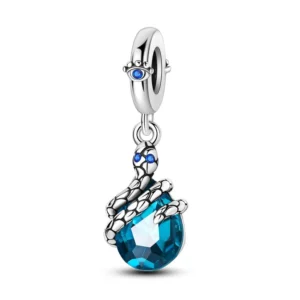 Snake-shaped blue-green gem charm