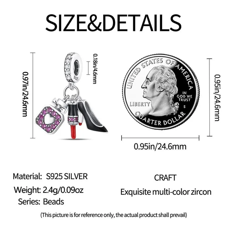 Perfume Lipstick Shoe Charm | S925 Sterling Silver | Pandora Charm Design - Image 4