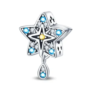 Tarot pentacle charm sterling silver bead