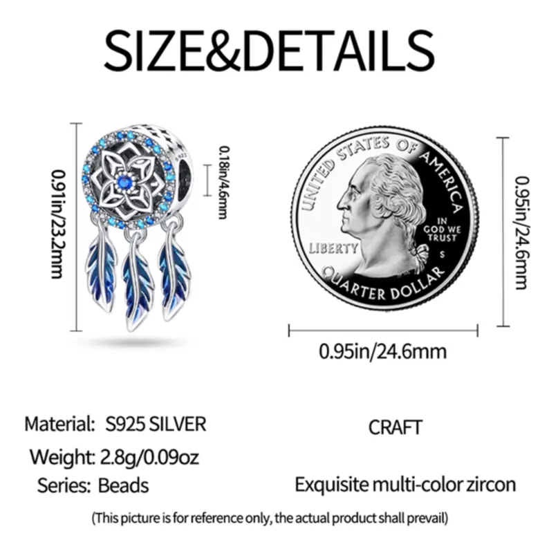 Blue Enamel Feathers Charm | S925 Sterling Silver | Pandora Charm Design - Image 2