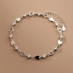 buy crystal hollow heart silver bracelet