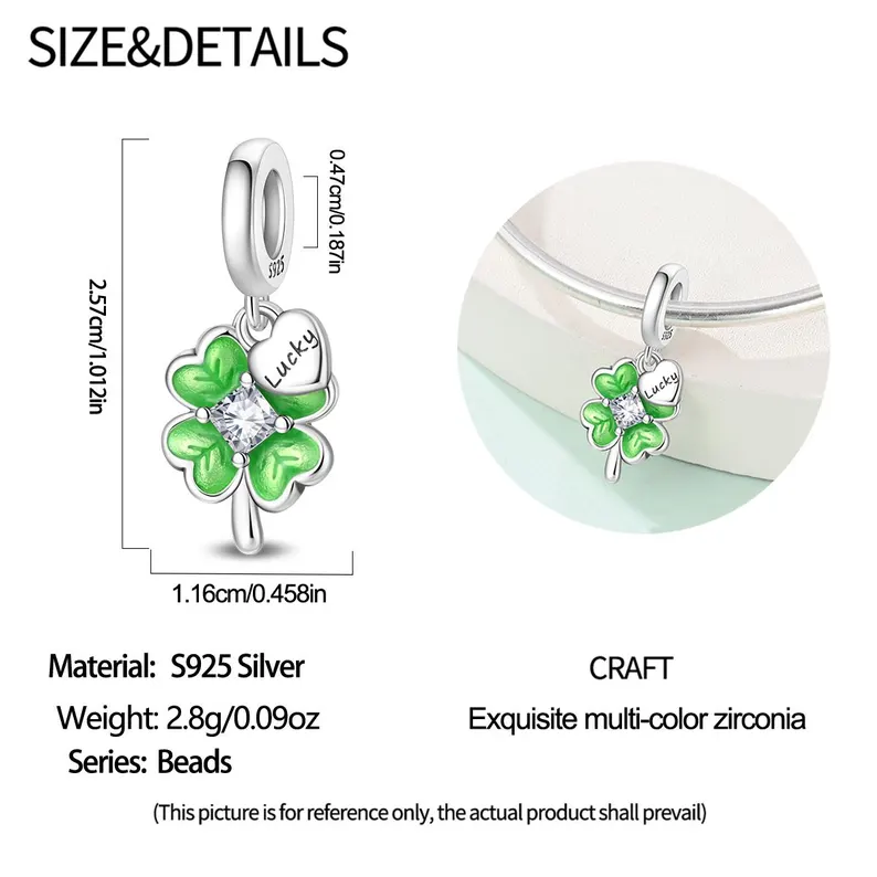 Lucky Four-Leaf Clover Pendant Charm – S925 Sterling Silver | Pandora Charms - Image 3