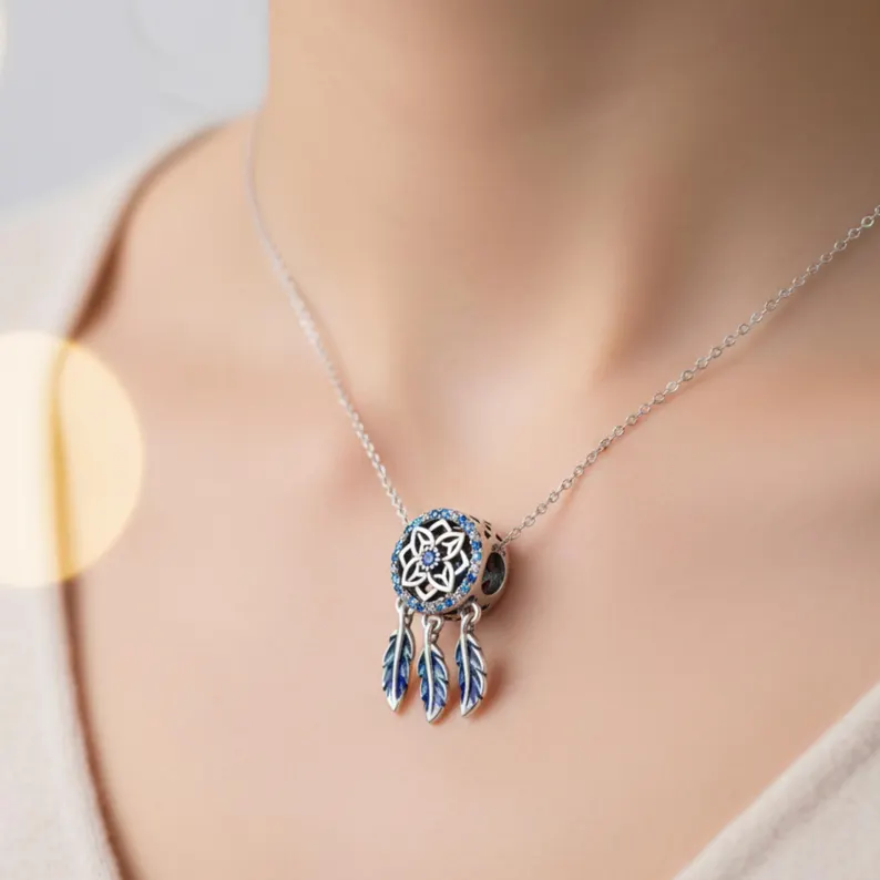 Blue Enamel Feathers Charm | S925 Sterling Silver | Pandora Charm Design - Image 3