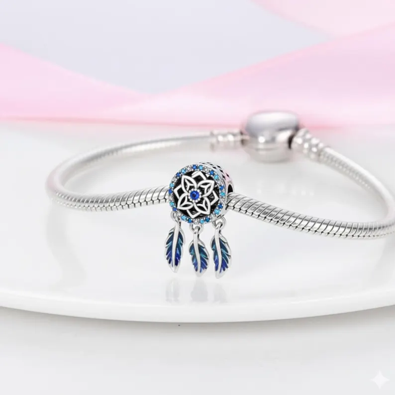 Blue Enamel Feathers Charm | S925 Sterling Silver | Pandora Charm Design - Image 4