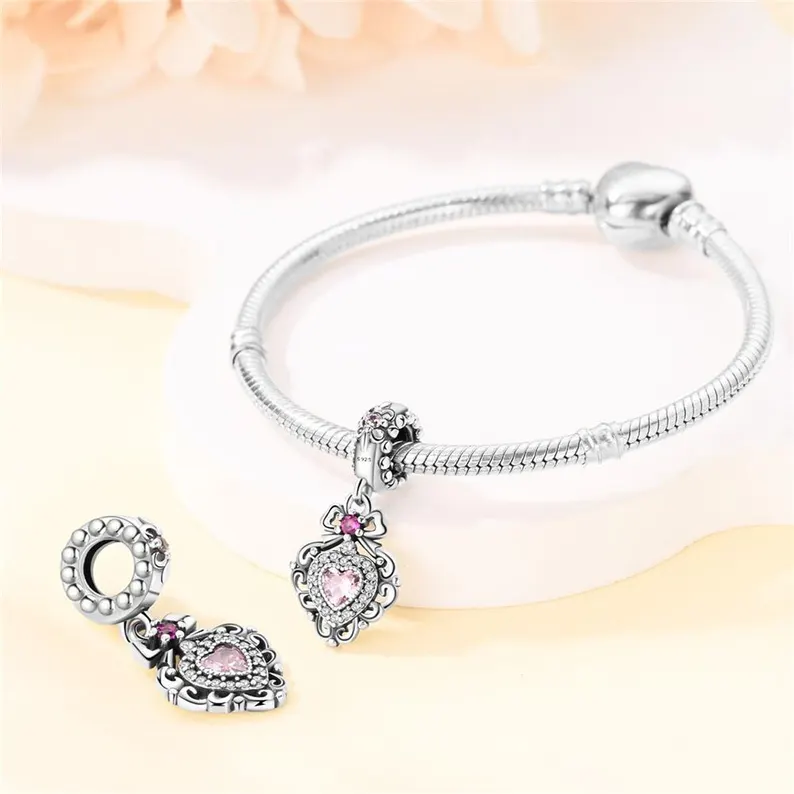 Romantic Classic Series Sweet Heart Charm | S925 Sterling Silver | Pandora Charm Design - Image 2