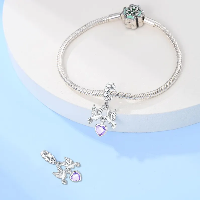 Romantic Bird Heart Charm | S925 Sterling Silver | Pandora Charm Design - Image 2