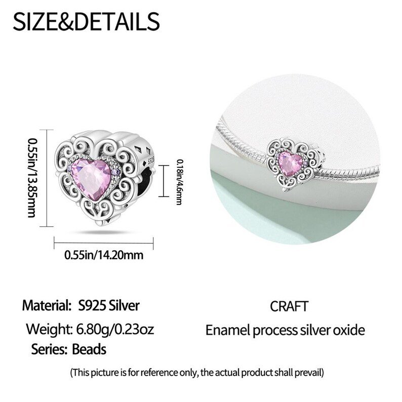 Romantic Classic Heart Bead Charm | S925 Sterling Silver | Pandora Charm Design - Image 2