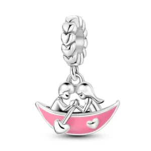 Falling in love charm silver