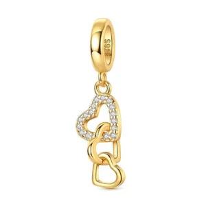 Golden heart fringe pendant charm design